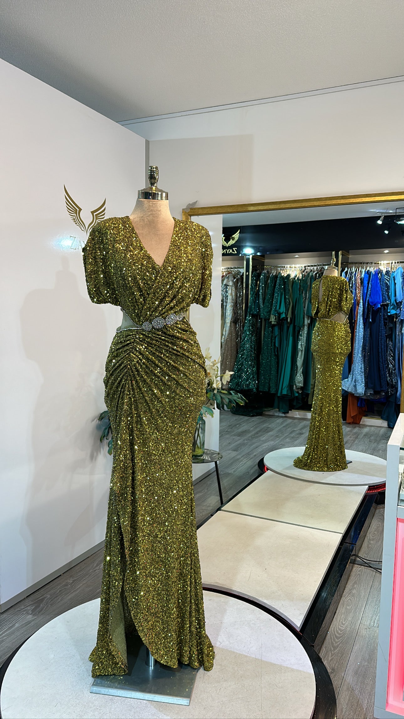 Beautiful oil green dress design, edited