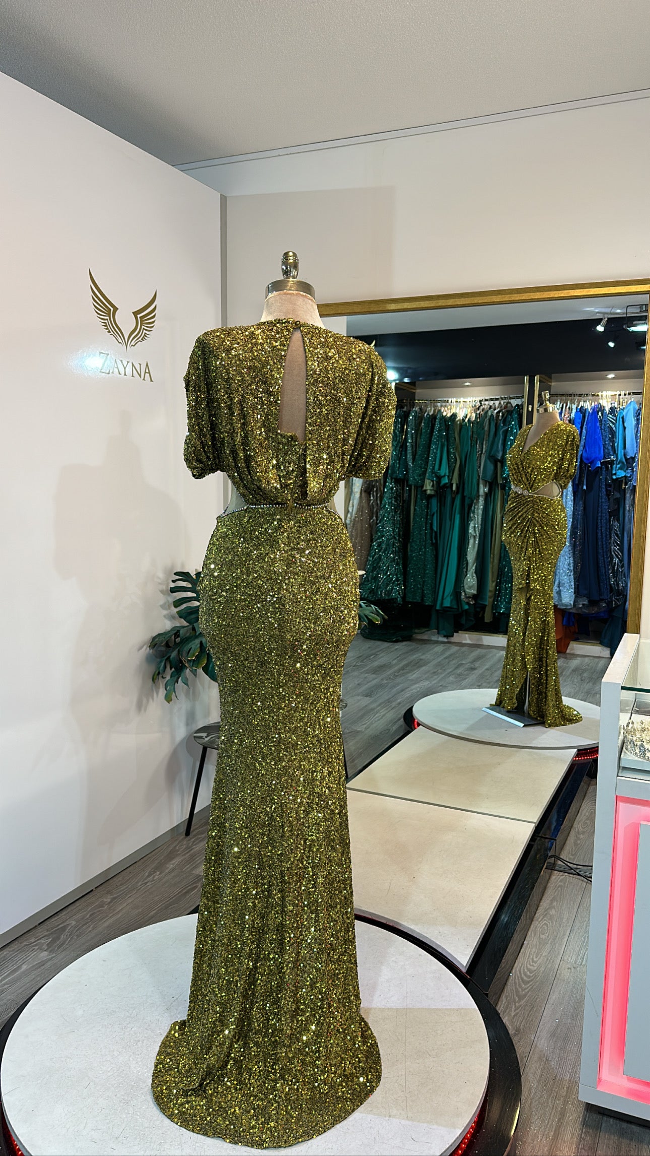 Beautiful oil green dress design, edited