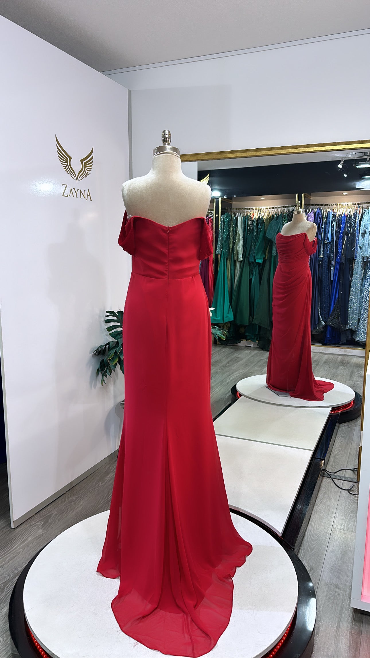 Amazing red dress crepe fabric
