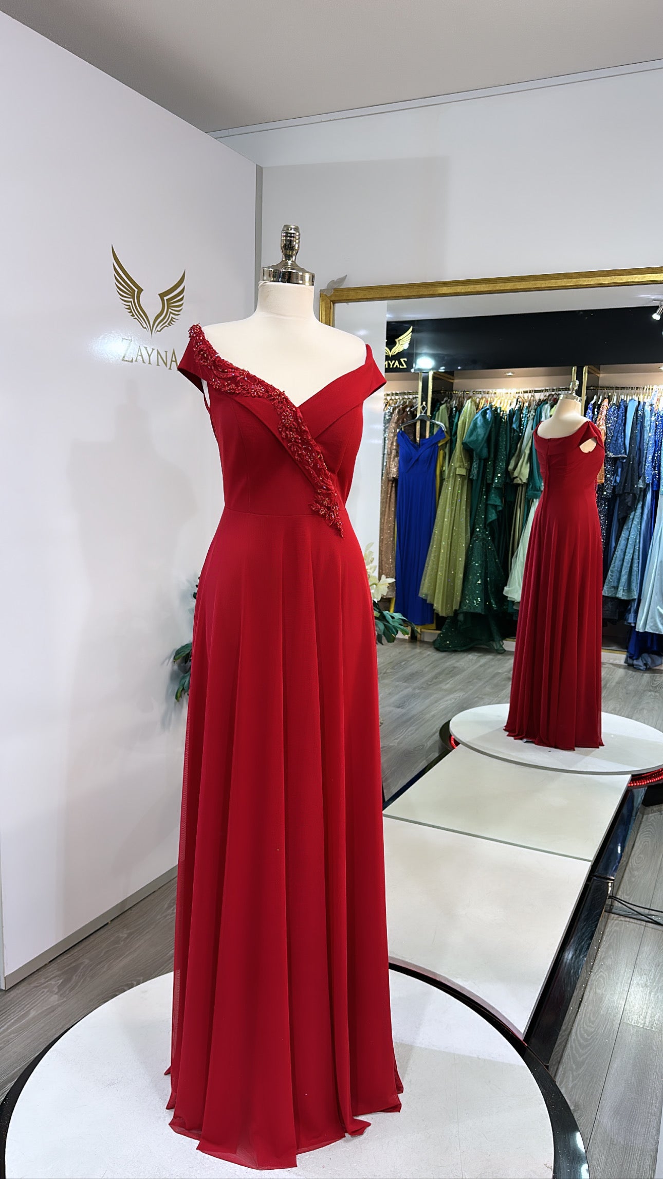 Elegant red dress processed or unprocessed