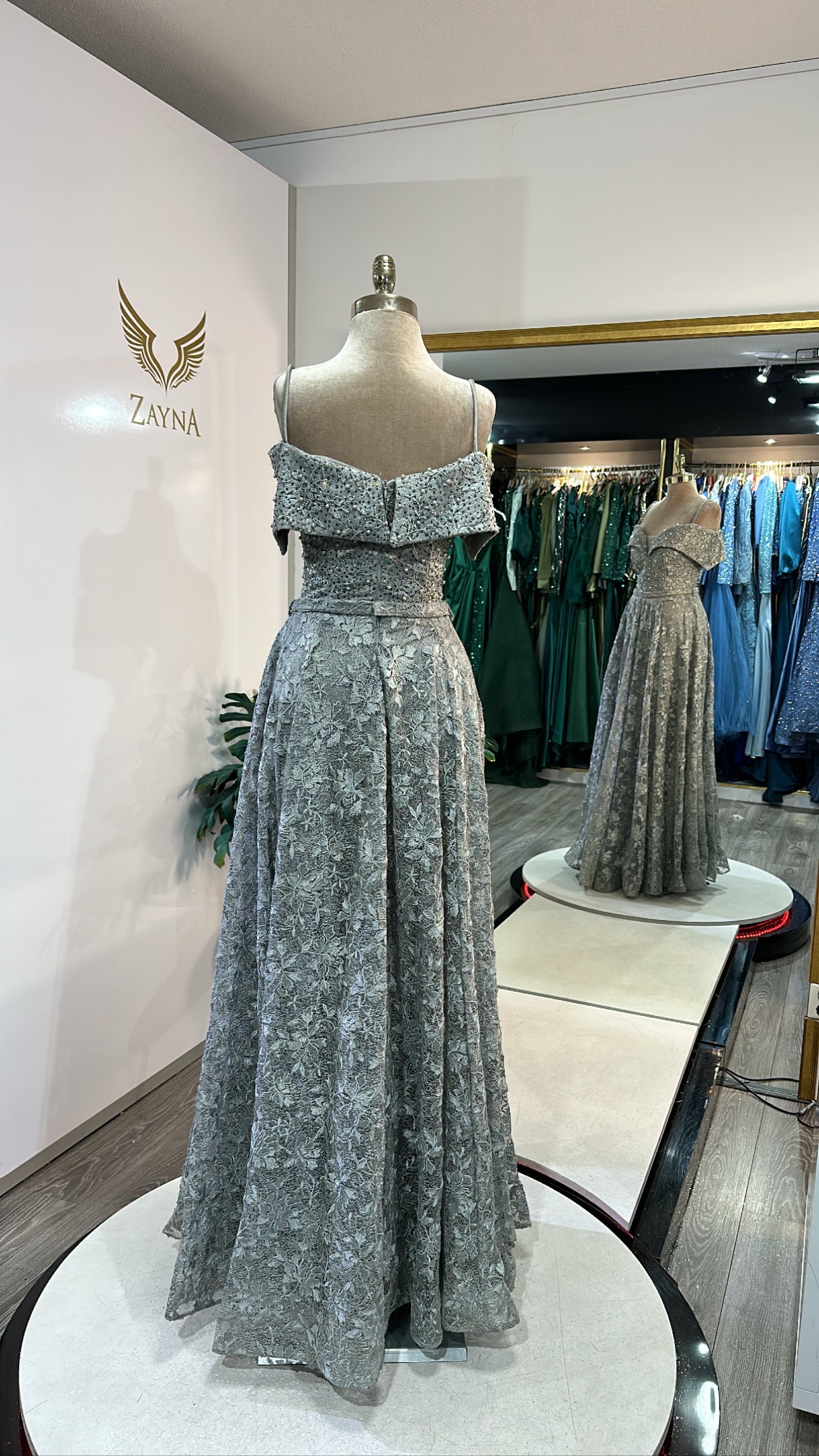 Elegant gray dress A line edited