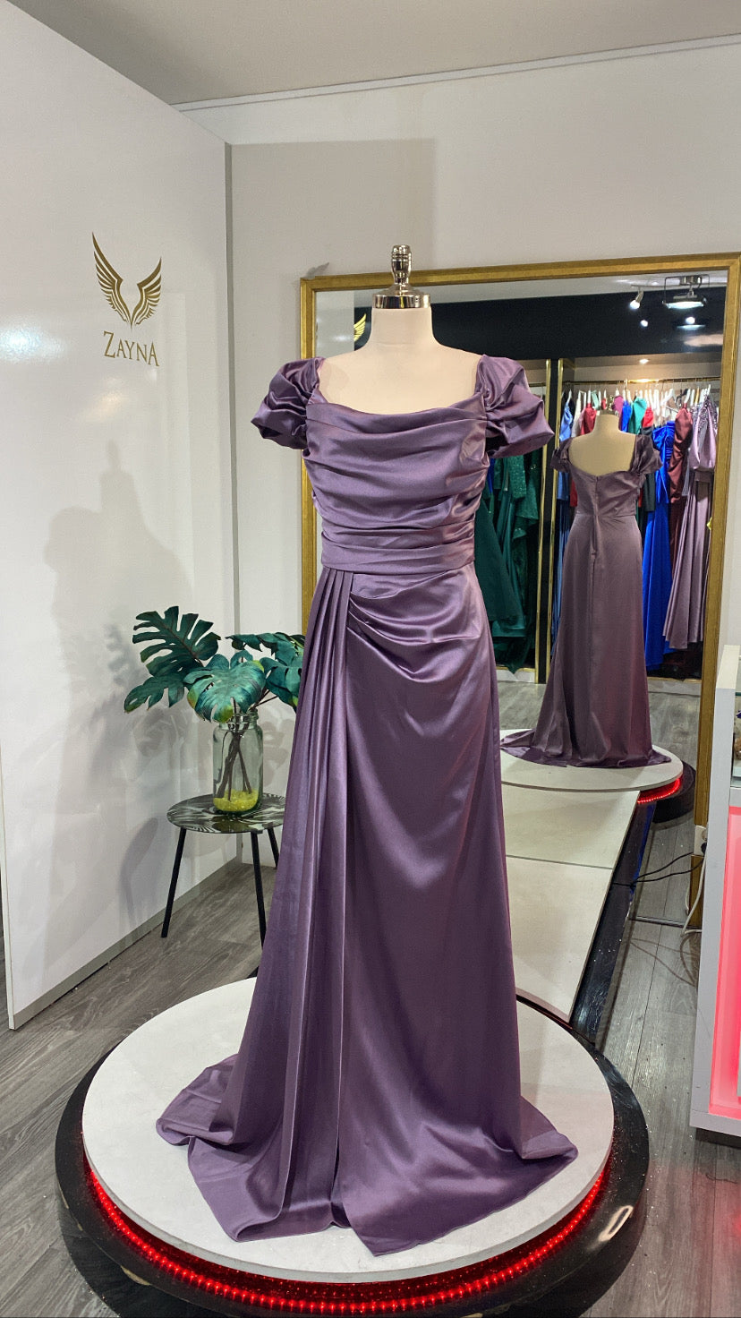 Silky purple cheap dress