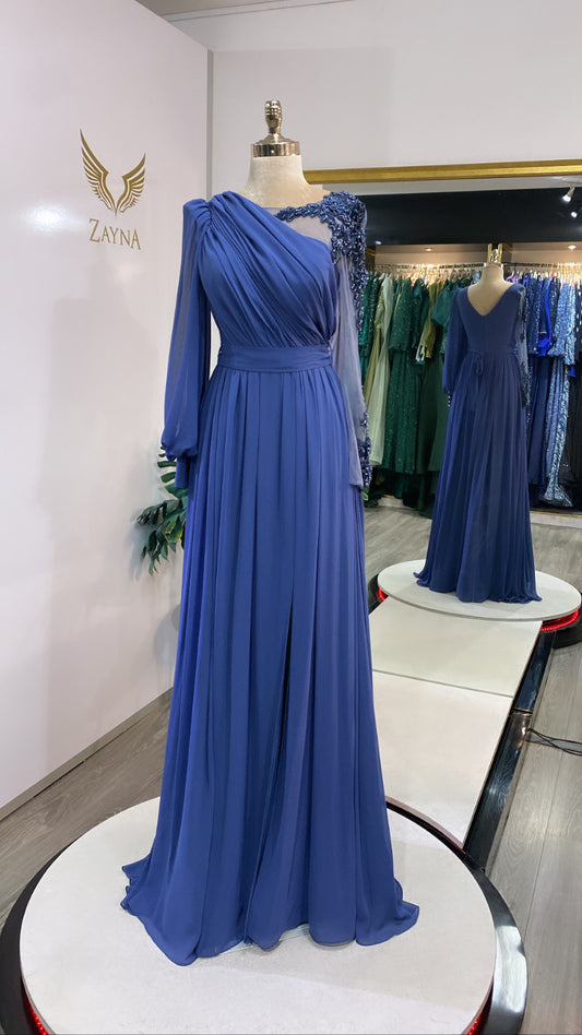 Elegant blue dress edited, split