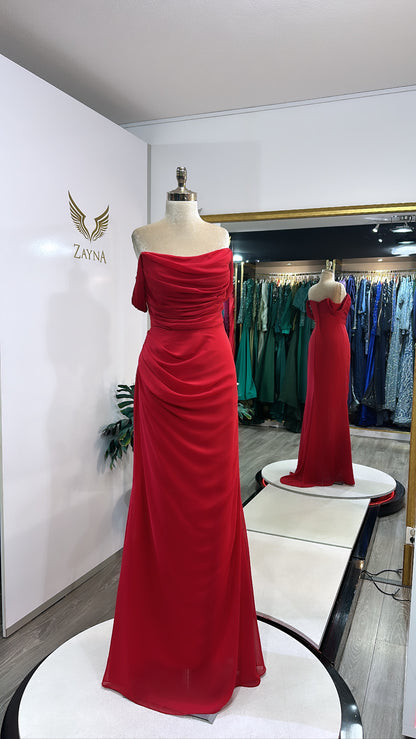 Amazing red dress crepe fabric