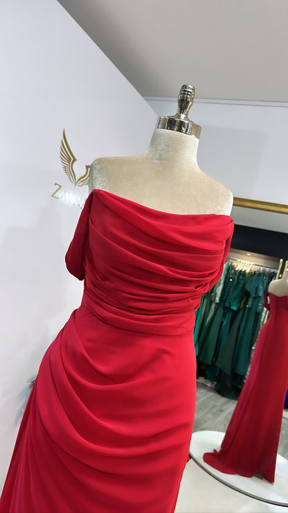 Amazing red dress crepe fabric