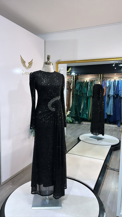 Elegant black dress sequins