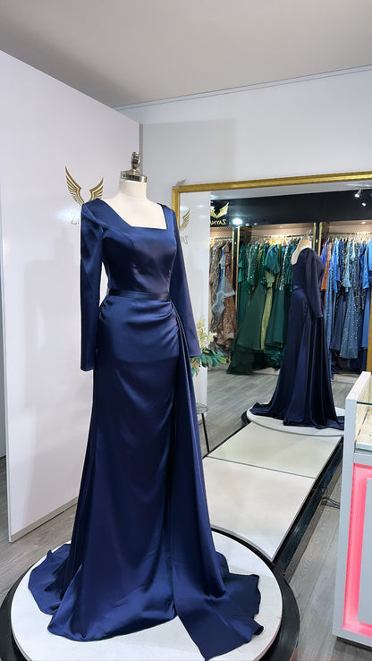 Elegant dark blue Alice dress satin