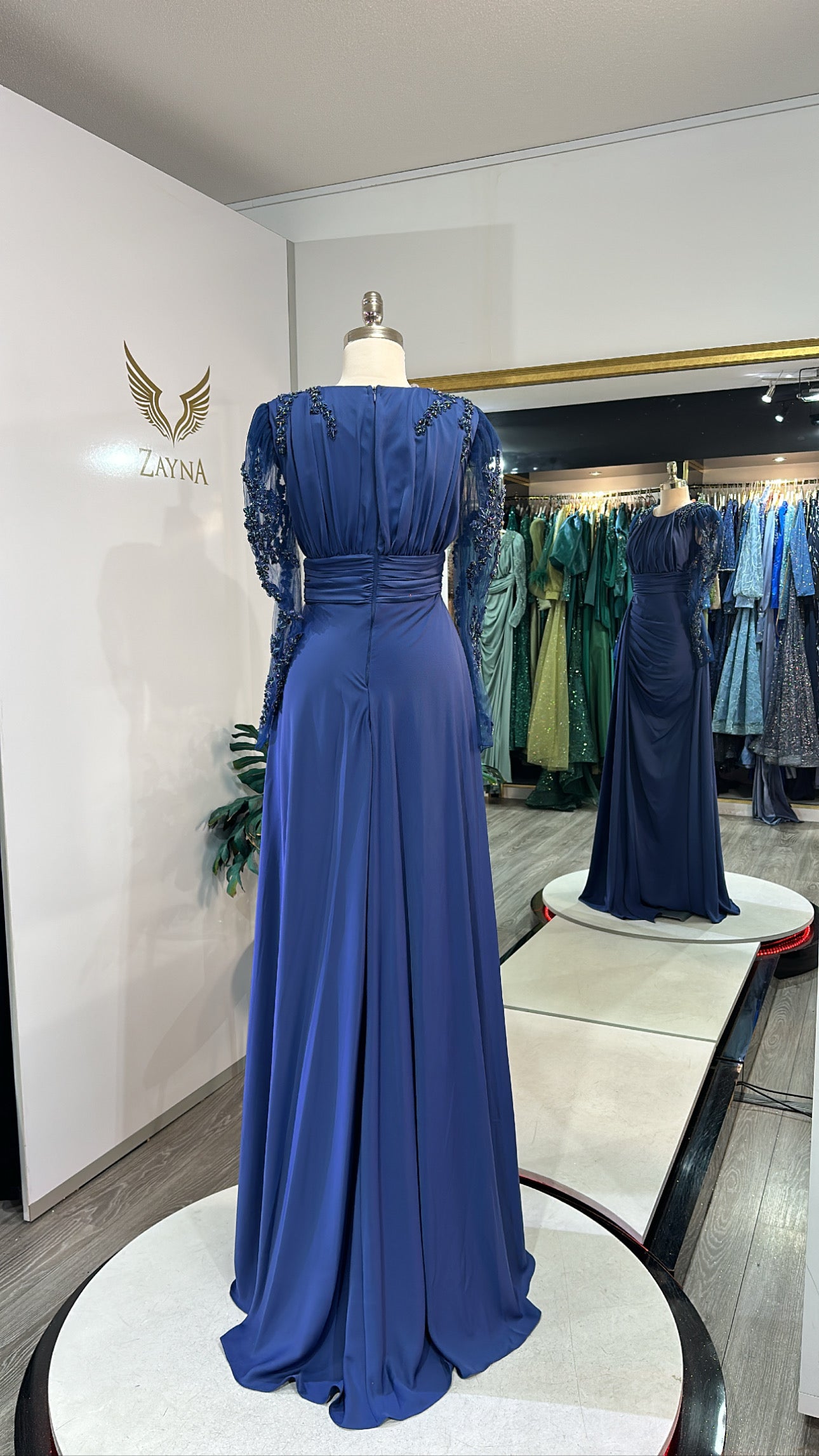 Elegant dark blue on sale dress