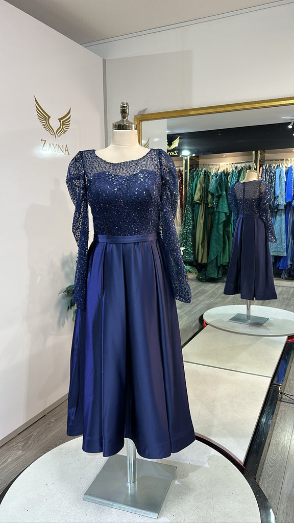 Elegant dark blue midi dress