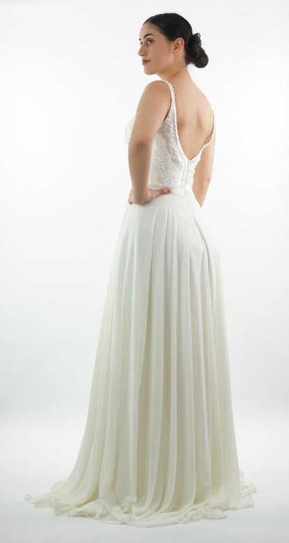 Elegant white cream dress