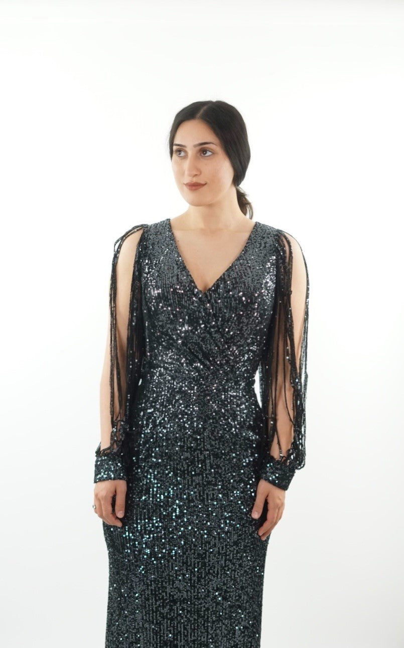 Black sequin maxi dress