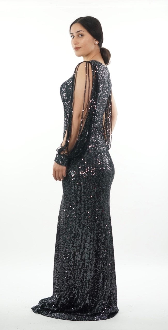 Black sequin maxi dress