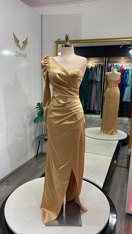 Satin gold dress