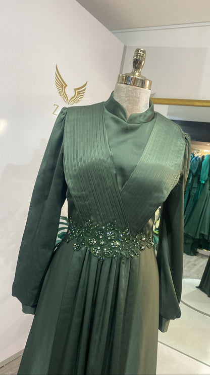 Elegant khahki green dress 102
