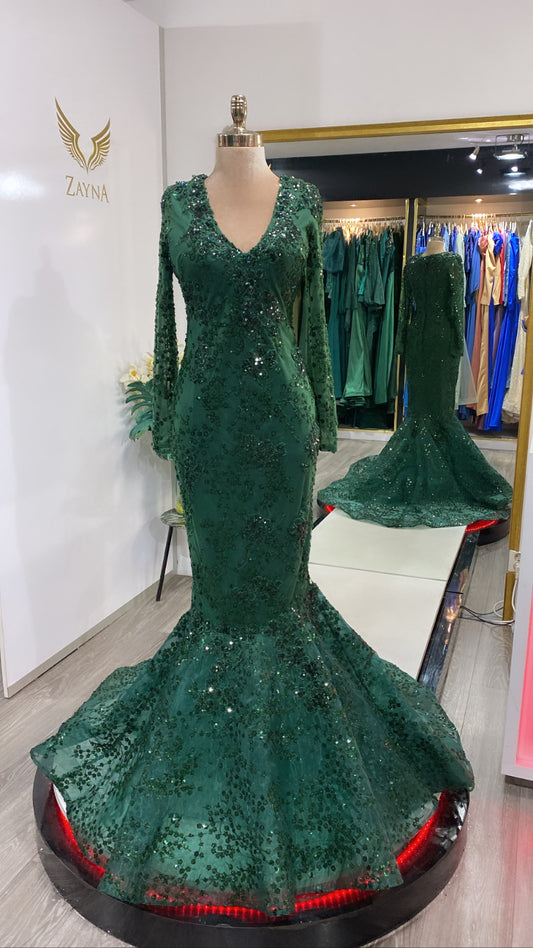 Elegantly crafted green dress