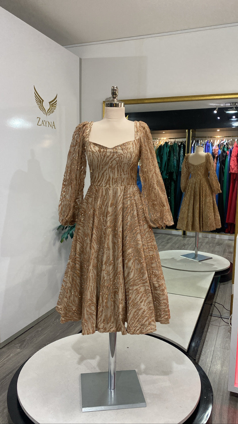 Midi dresses with glitter burgundy, gold dress