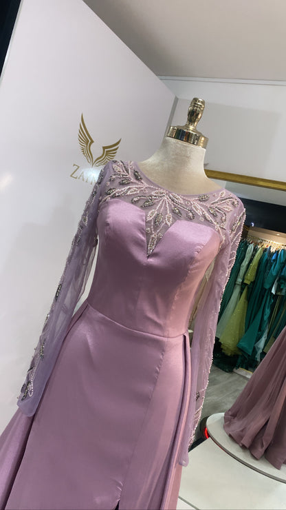 Elegant light purple dress crafted design