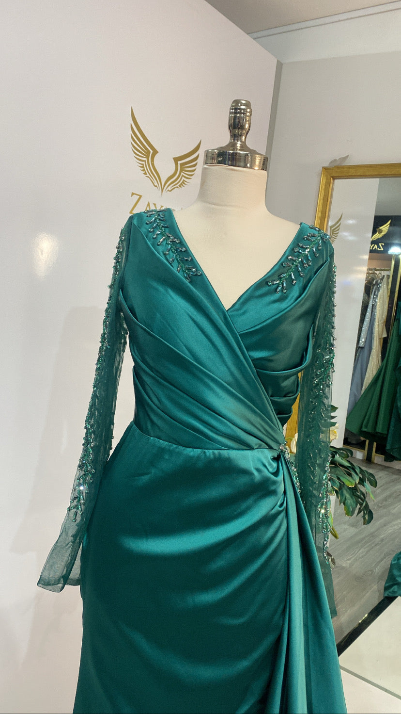 Green dress elegant best sale