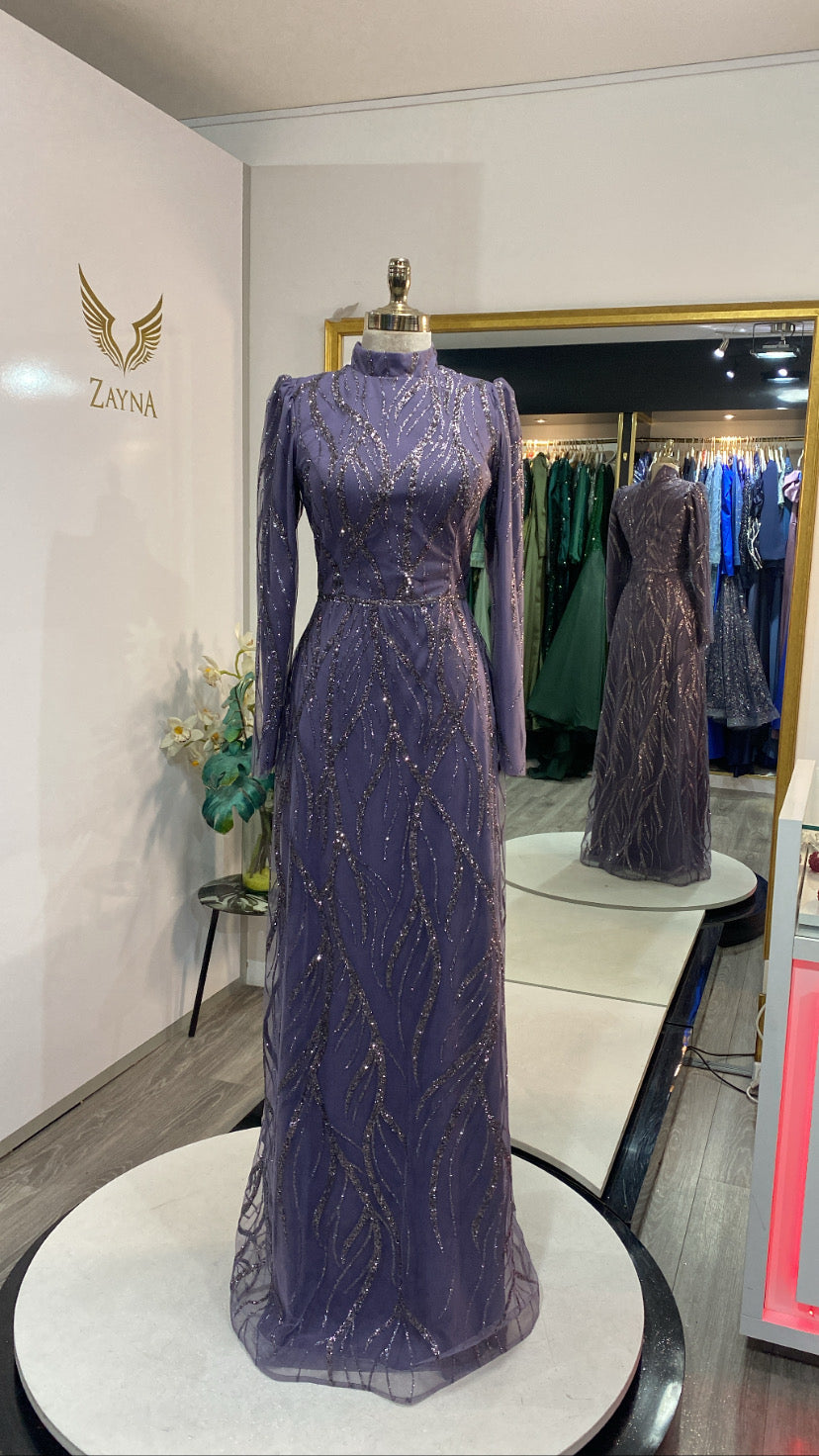 Elegant purple dress covered glitter