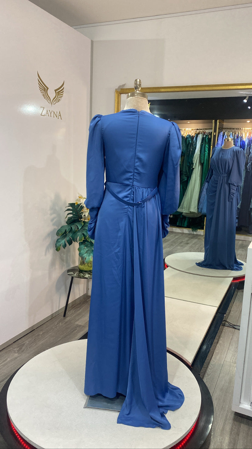 Elegant blue dress satin