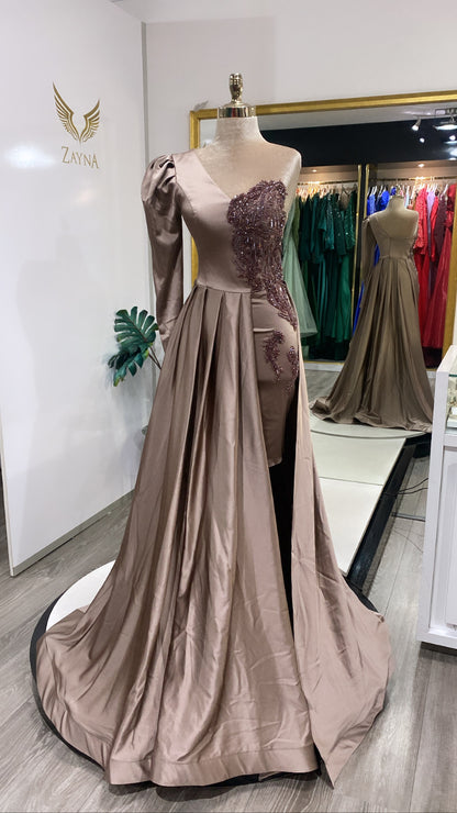 Elegant bronze dress with worked details