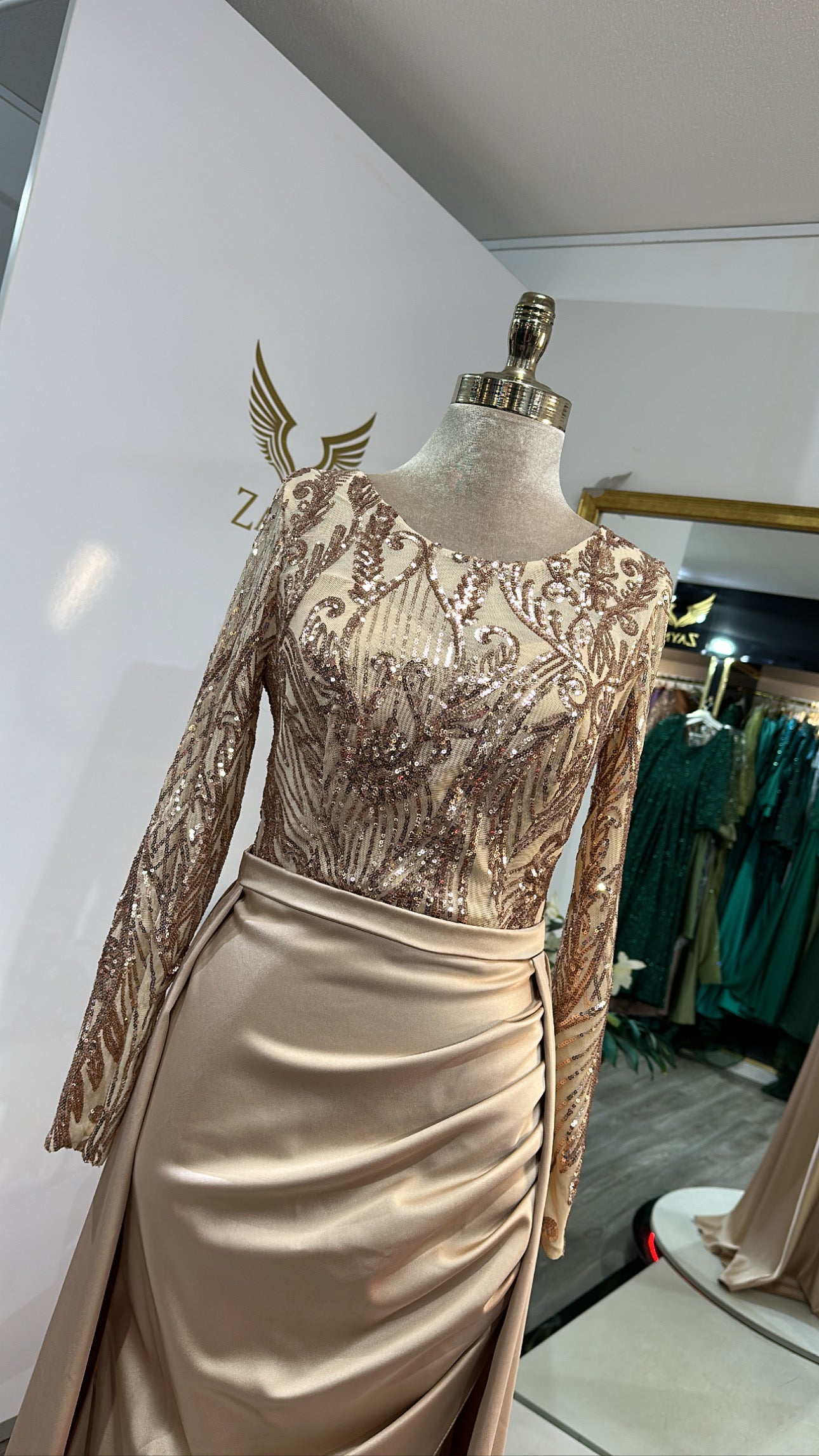 Elegant gold dress satin