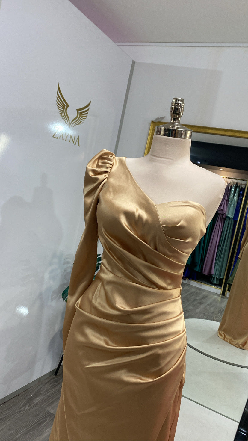 Satin gold dress