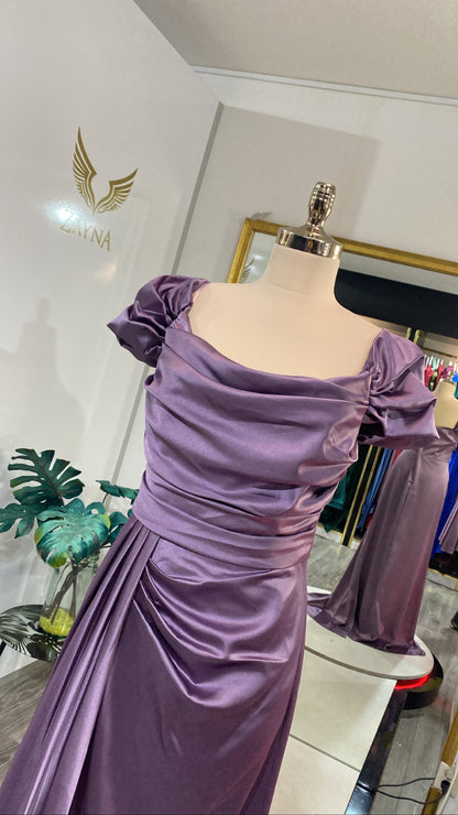 Satin purple dress