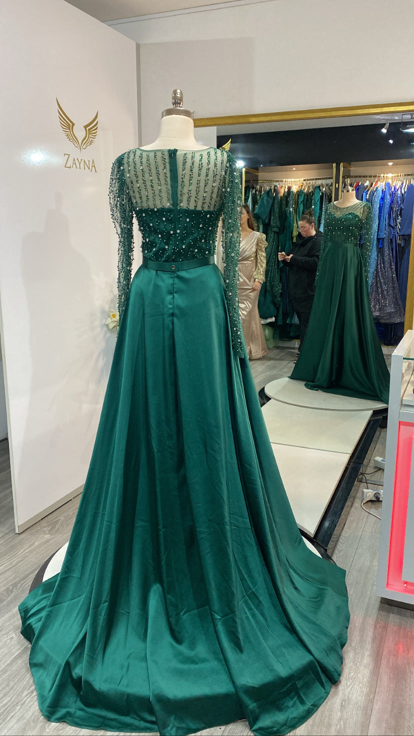 Elegant green dress satin edited