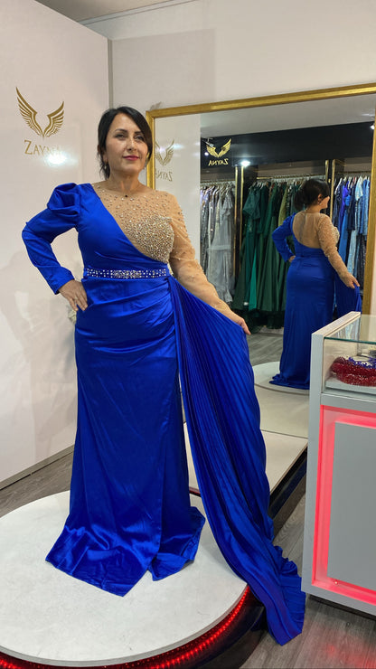 Elegant  blue dress with beads