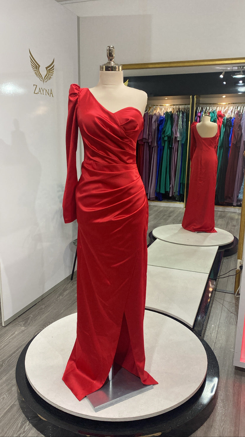 Satin elegant red dress