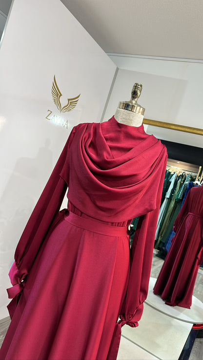 Modest red dress