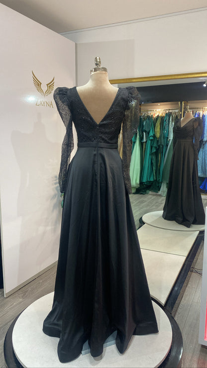 Elegant black dress tulle satin