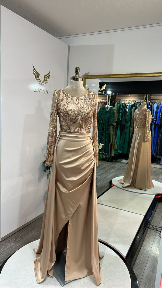 Elegant gold dress satin