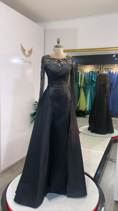 Elegant black dress crafted design
