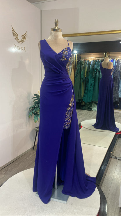 Elegant dark purple dress modified design crepe fabric