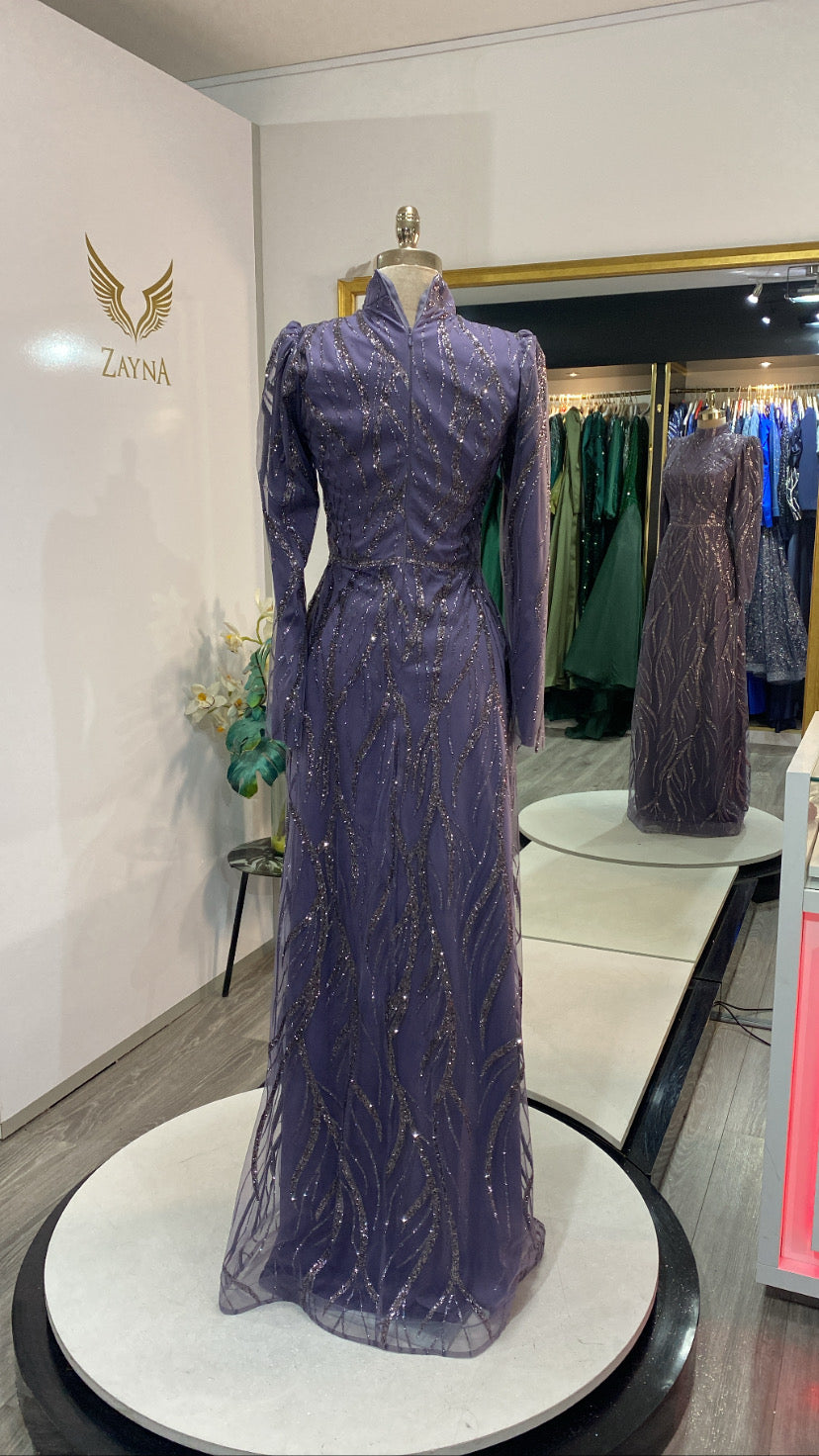 Elegant purple dress covered glitter