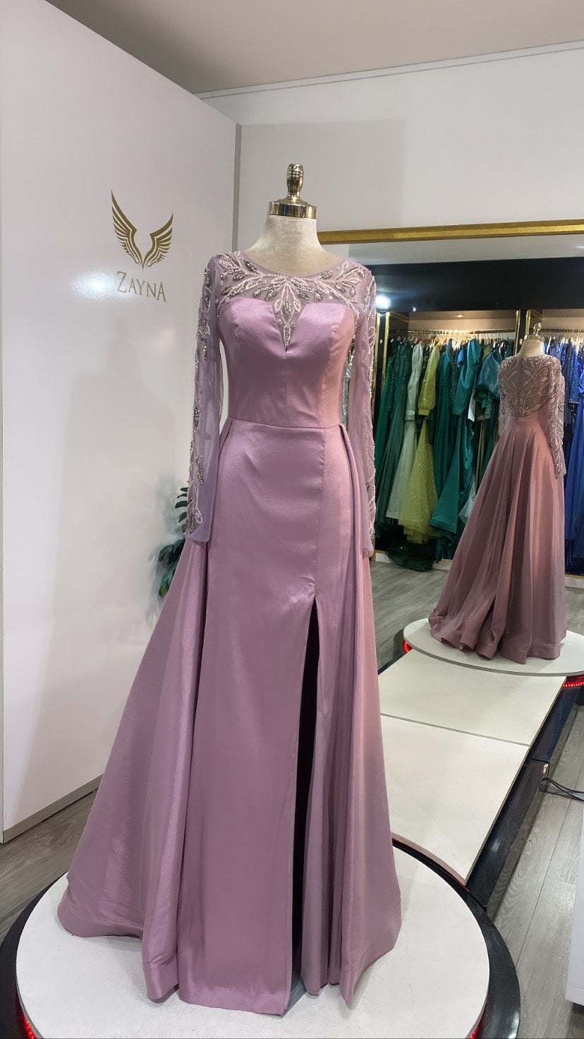 Elegant light purple dress crafted design