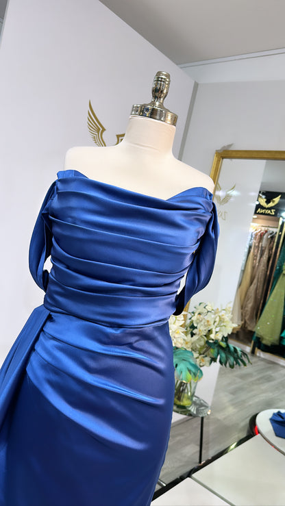 Elegant blue dress satin