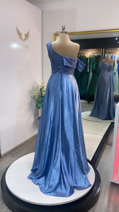 Elegant light blue dress with glitter